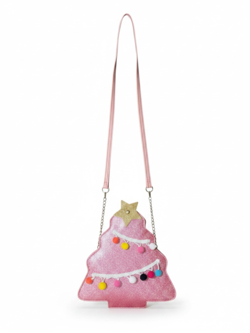 Women's Olivia Miller Pink Sparkly Christmas Tree Crossbody Bag NWT